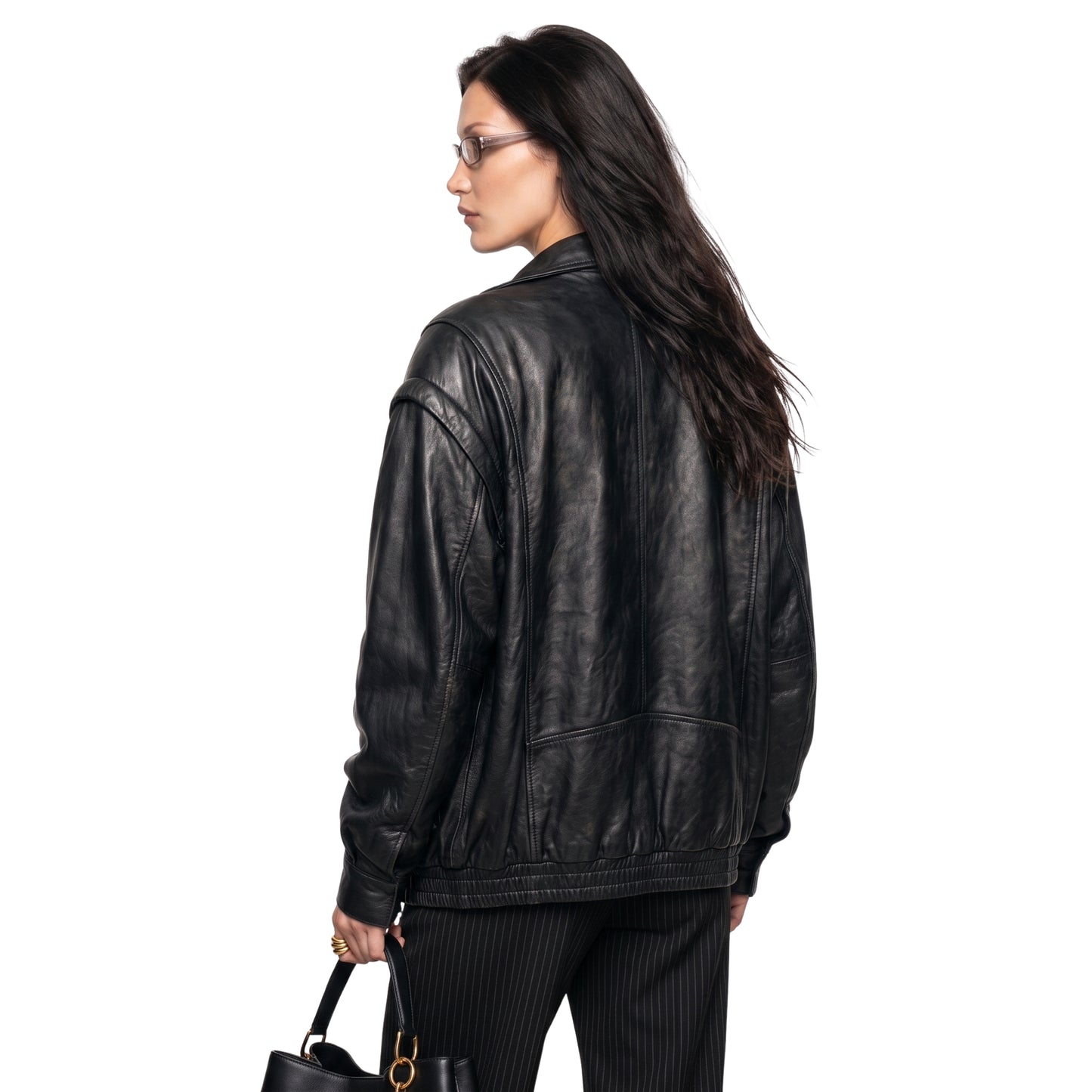 Bella Hadid PFW 2024 Black Leather Jacket Order Today
