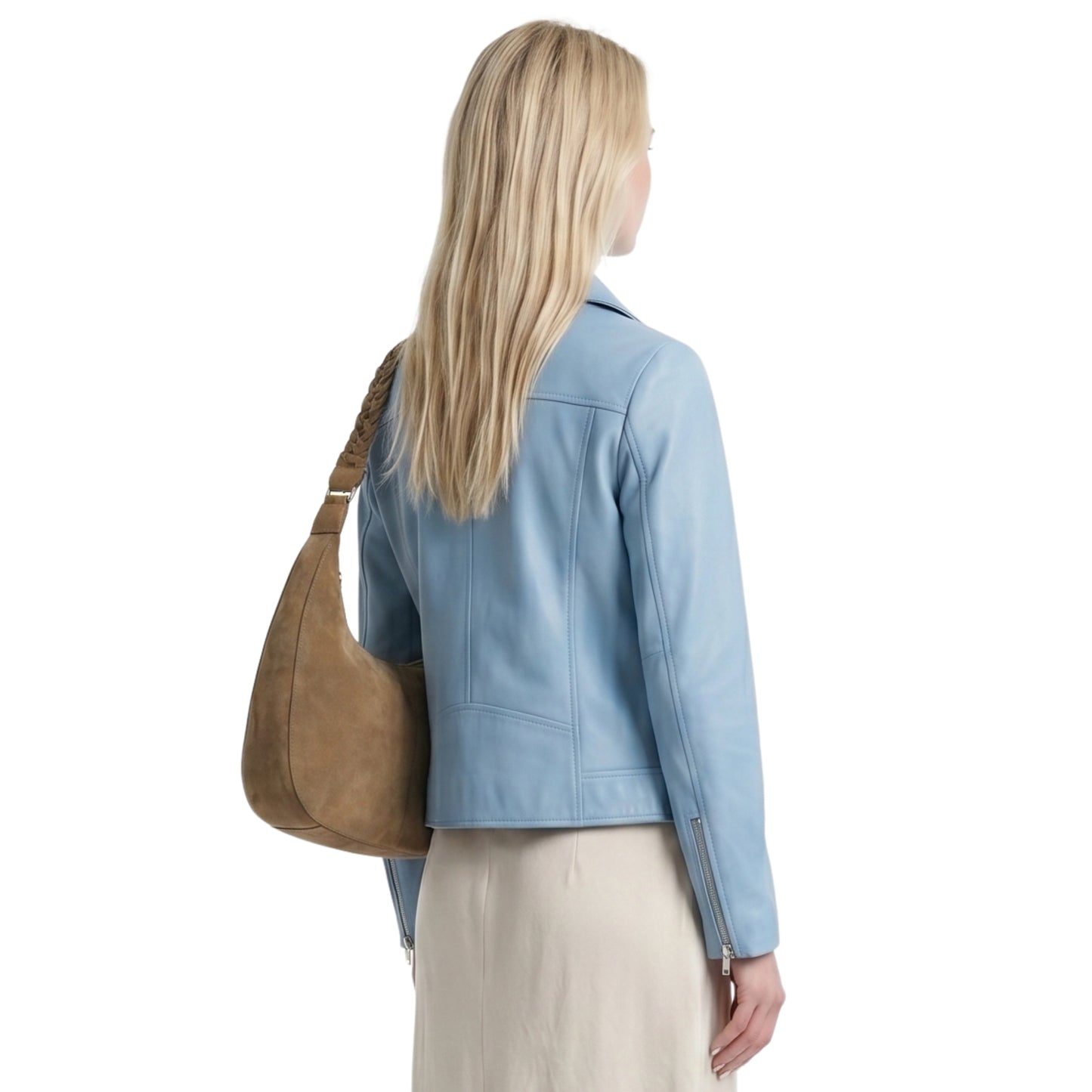 Womens Scuba Sky Blue Leather Jacket Shop Today