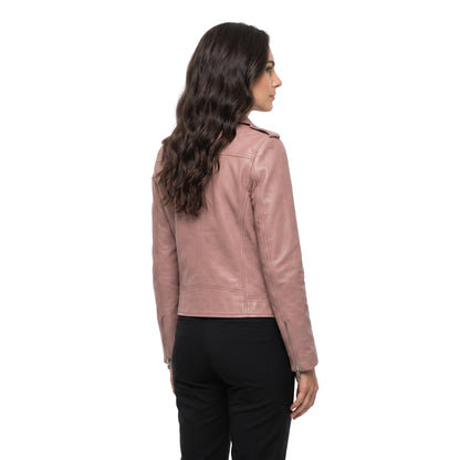 Stylish Pink Womens Biker Leather Jacket Shop Today