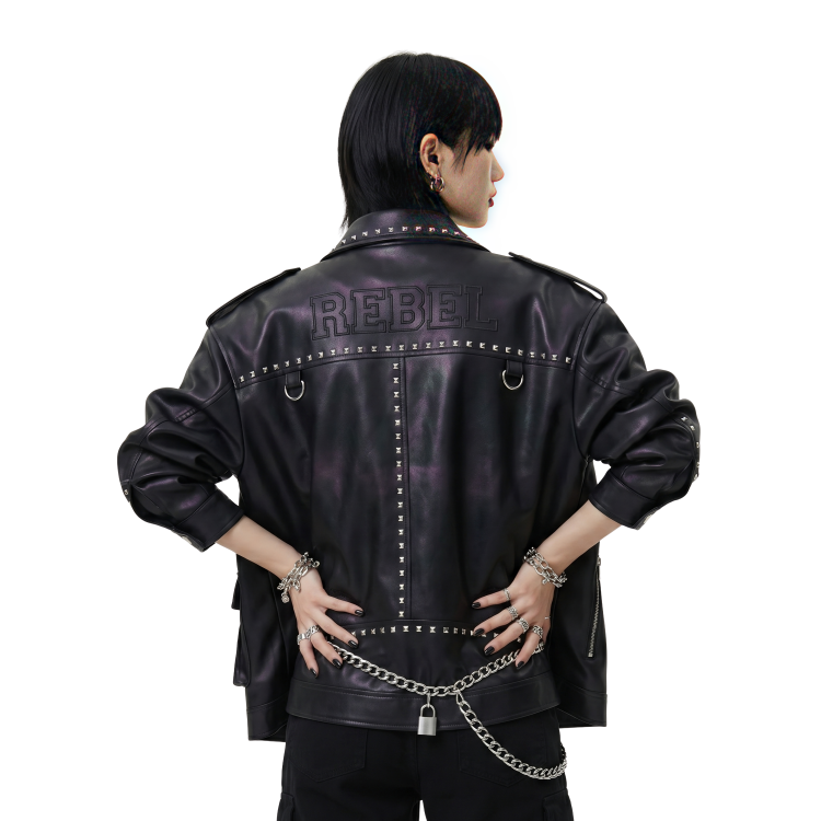 Oversized Punk Biker Leather Jacket