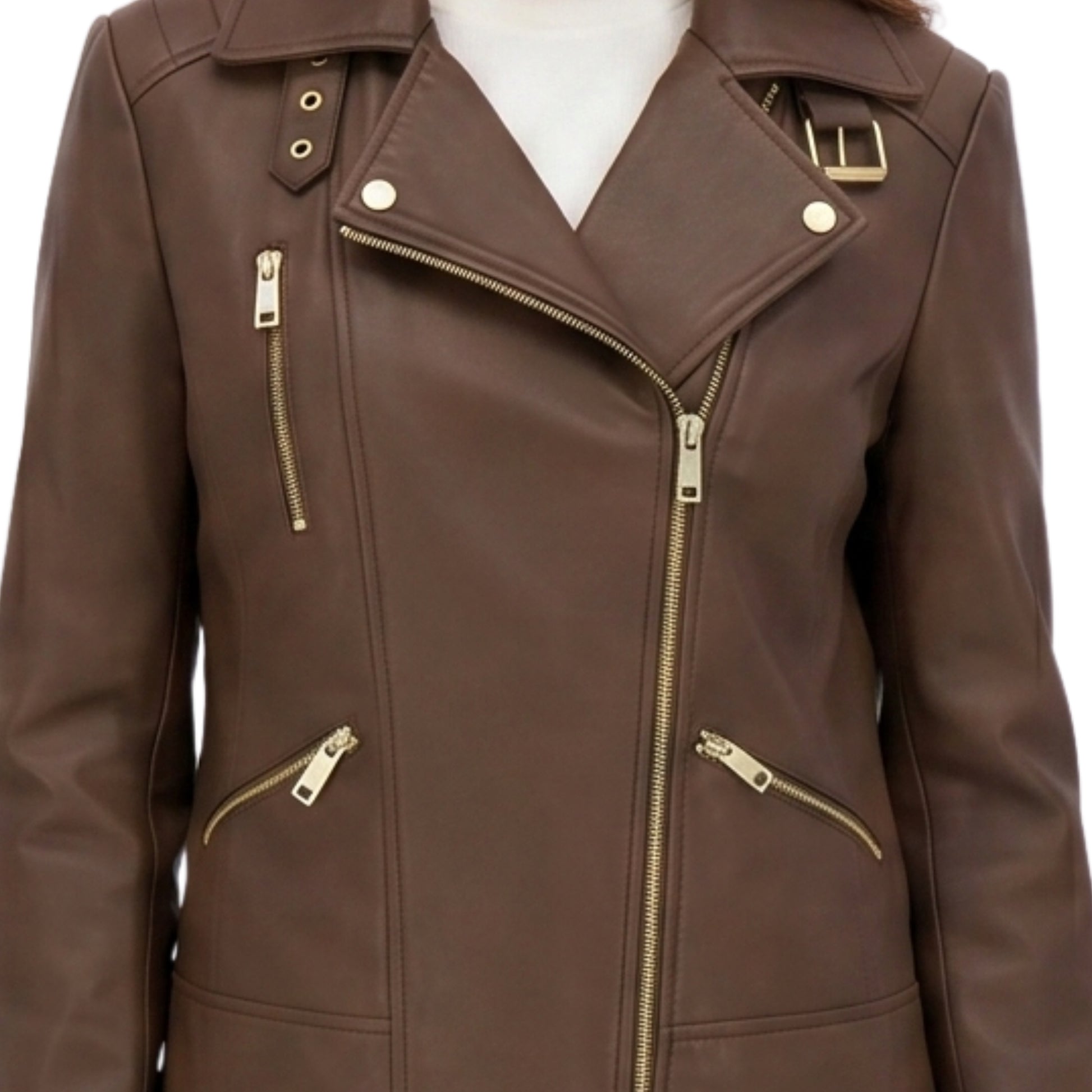 Womens Bikers Brown Leather Jacket Buy Today