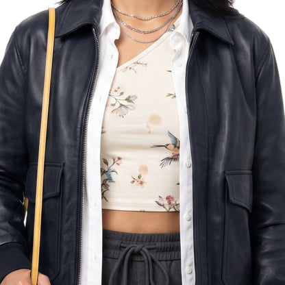 Abhinaya Abby Not Suitable for Work Black Leather Jacket