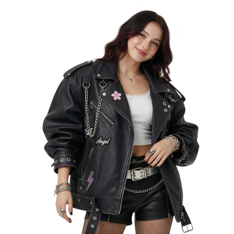 Women’s Angel Wing Oversized Leather Jacket