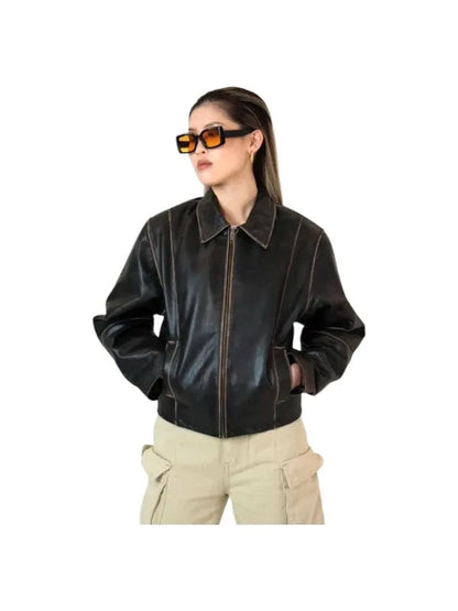 90s distressed leather jacket