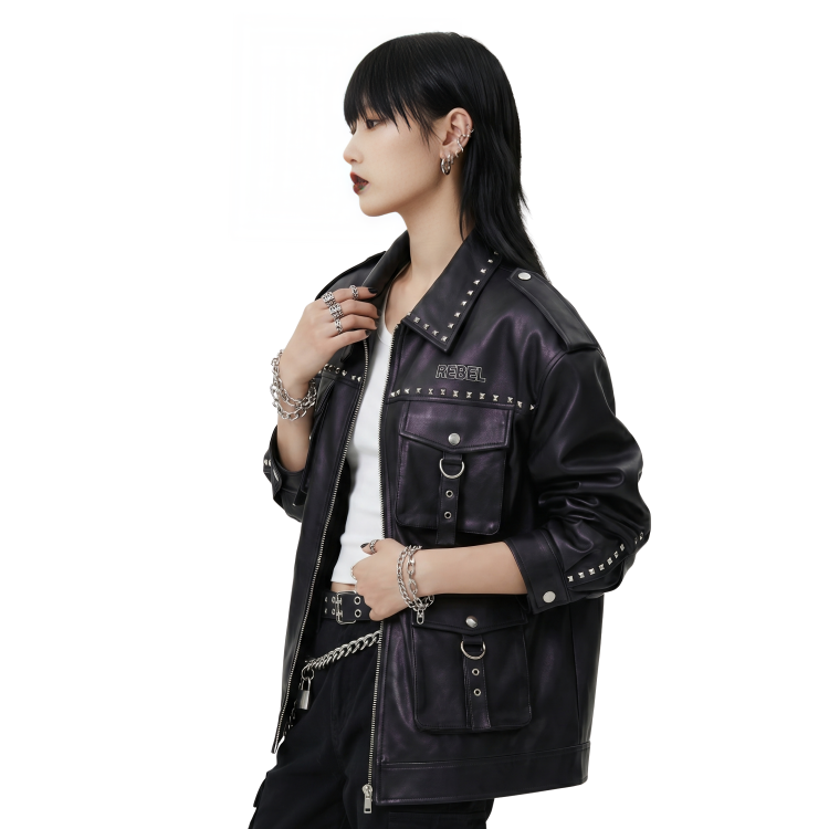 Oversized Punk Biker Leather Jacket