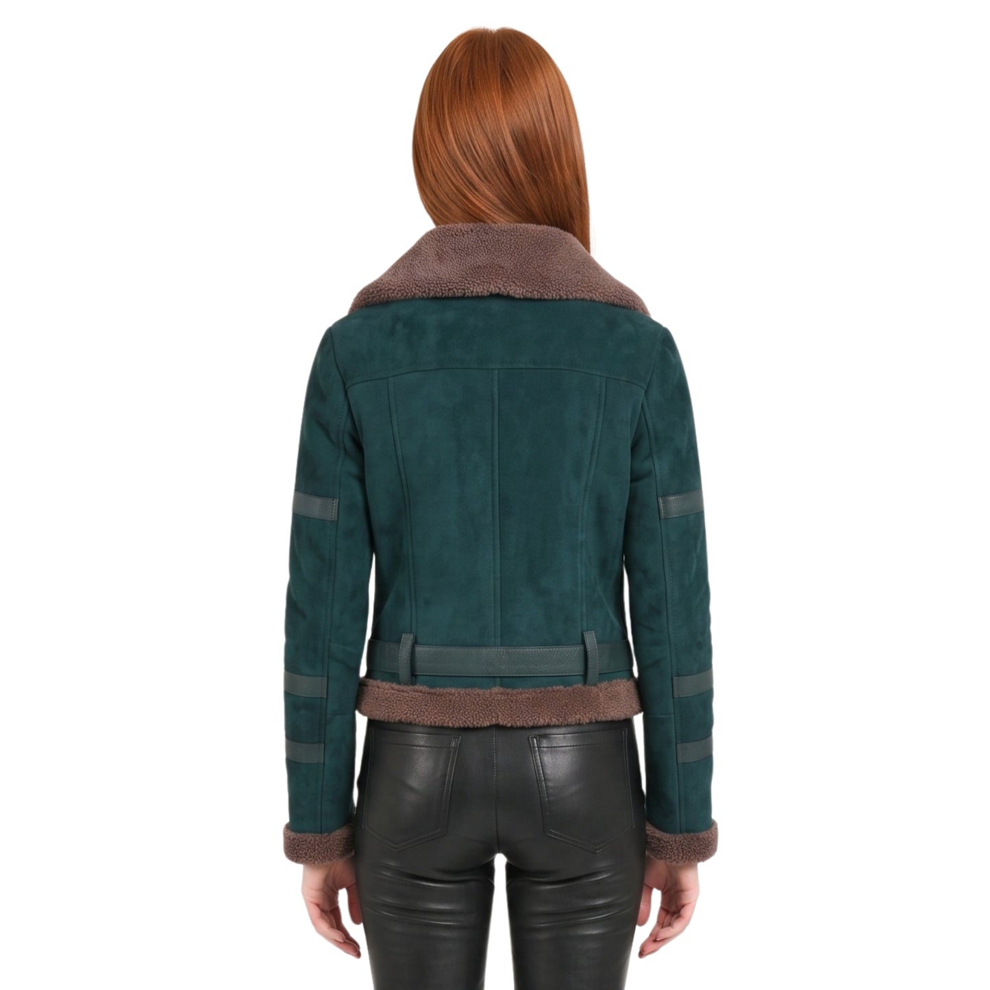 Womens B3 Leather Bomber Green Shearling Coat Shop Today
