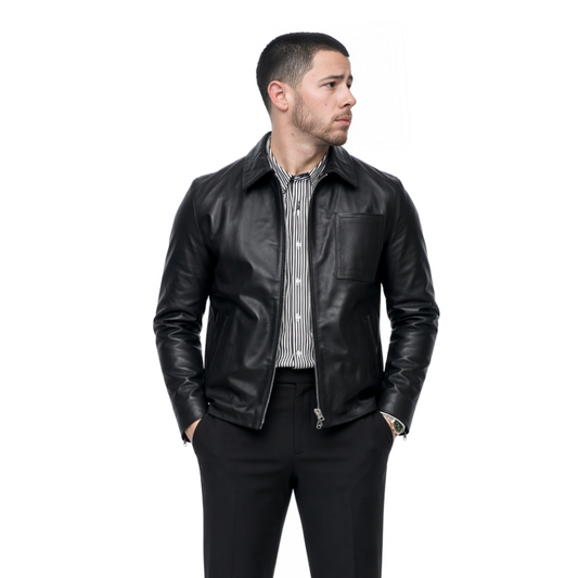A-Very-Jonas-Christmas-Movie-Nick-Jonas-Leather-Jacket