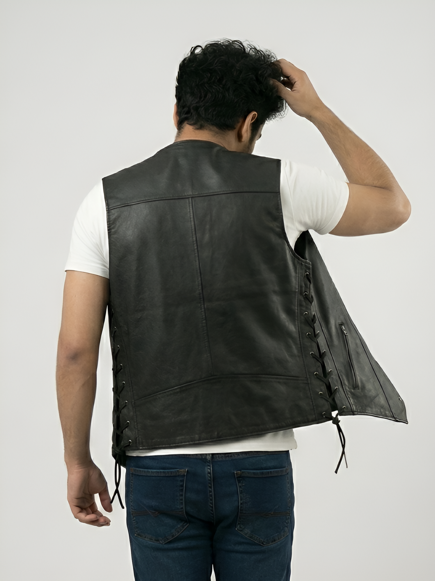 Mens Black Leather Vest