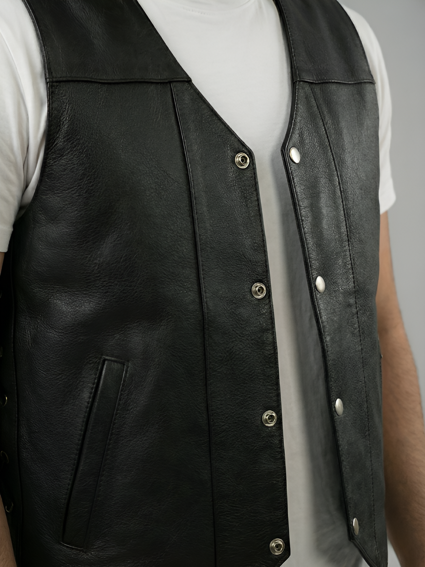 Mens Black Leather Vest