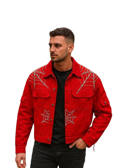 Young Thug inspired spider denim jacket front view