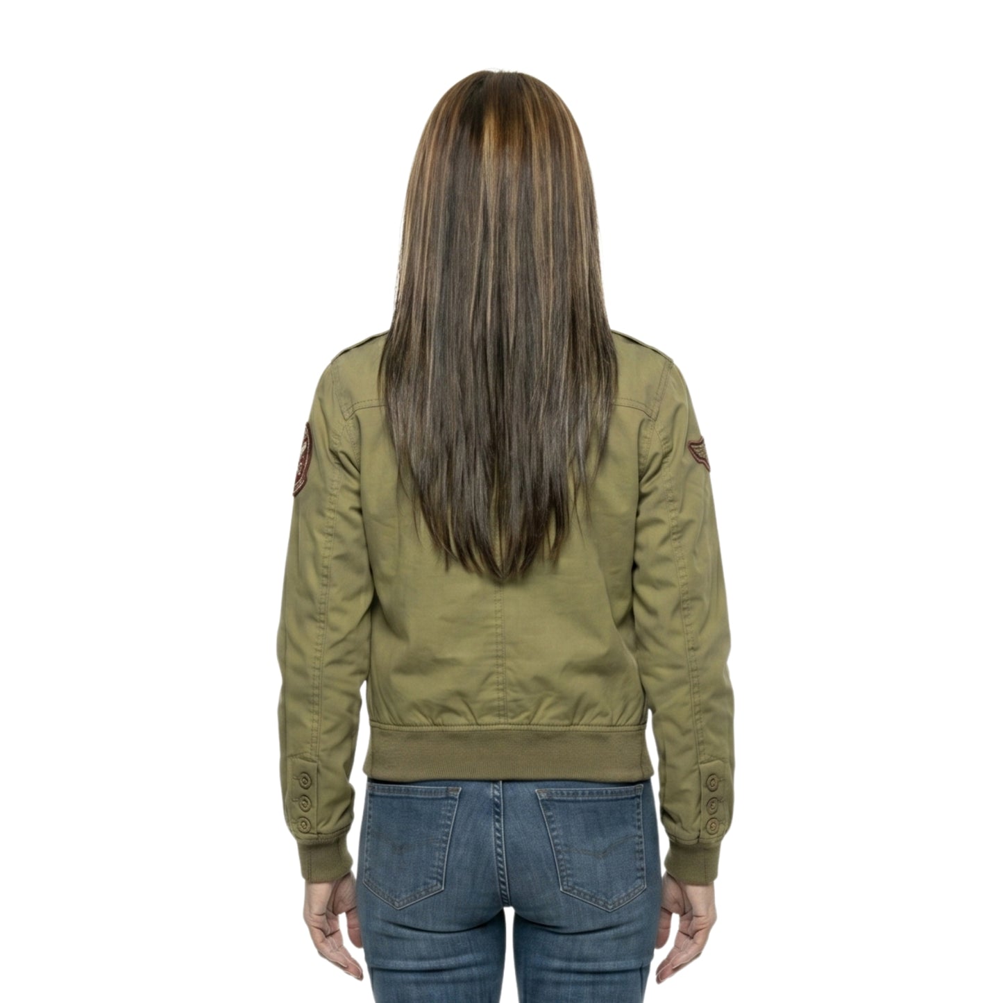 Angelina Jolie Green Cotton Bomber Jacket