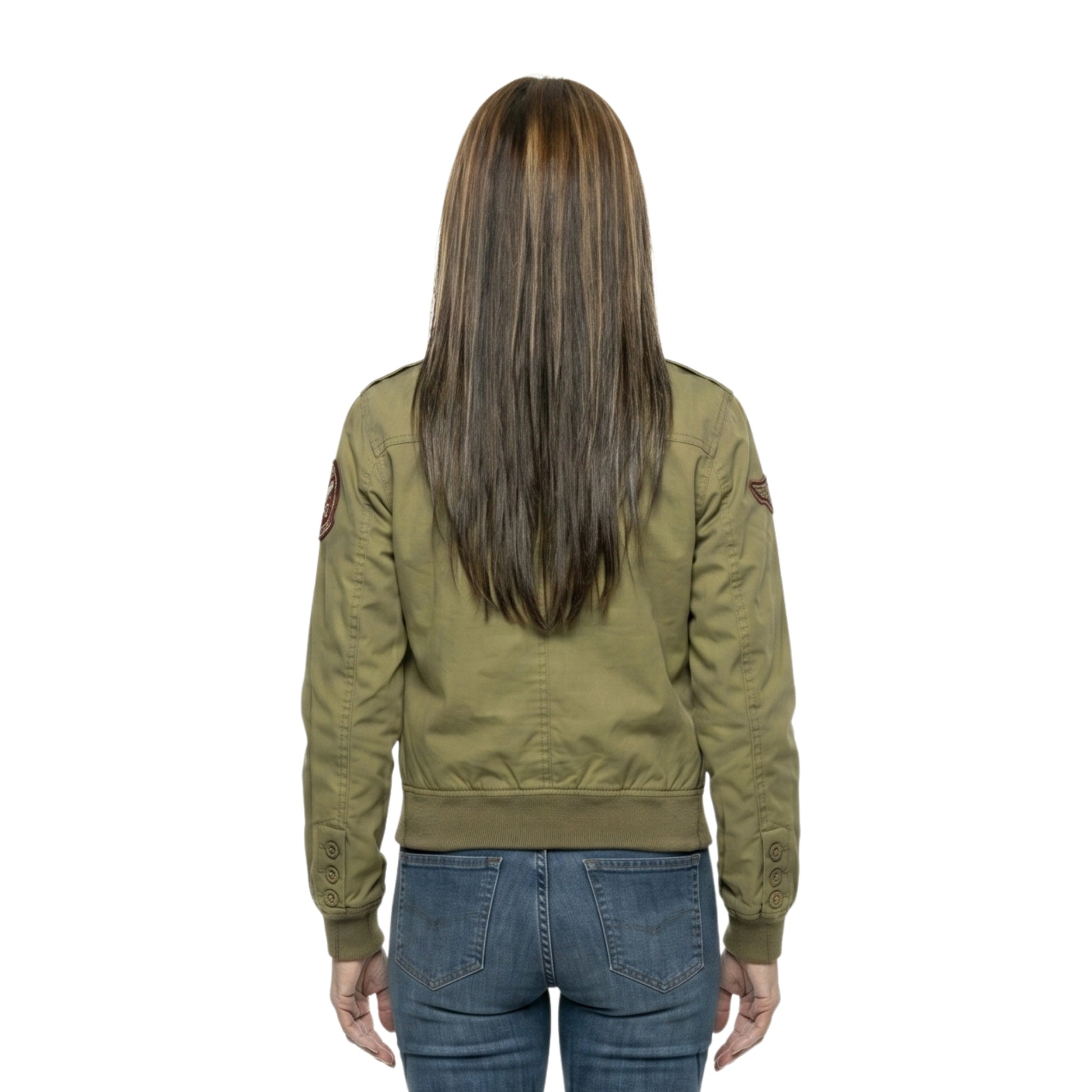 Angelina Jolie Green Cotton Bomber Jacket
