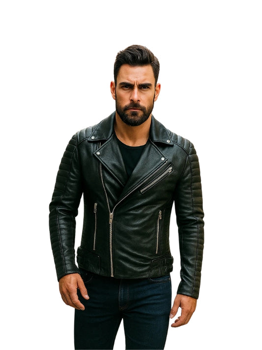 Armand Black Leather Biker Jacket