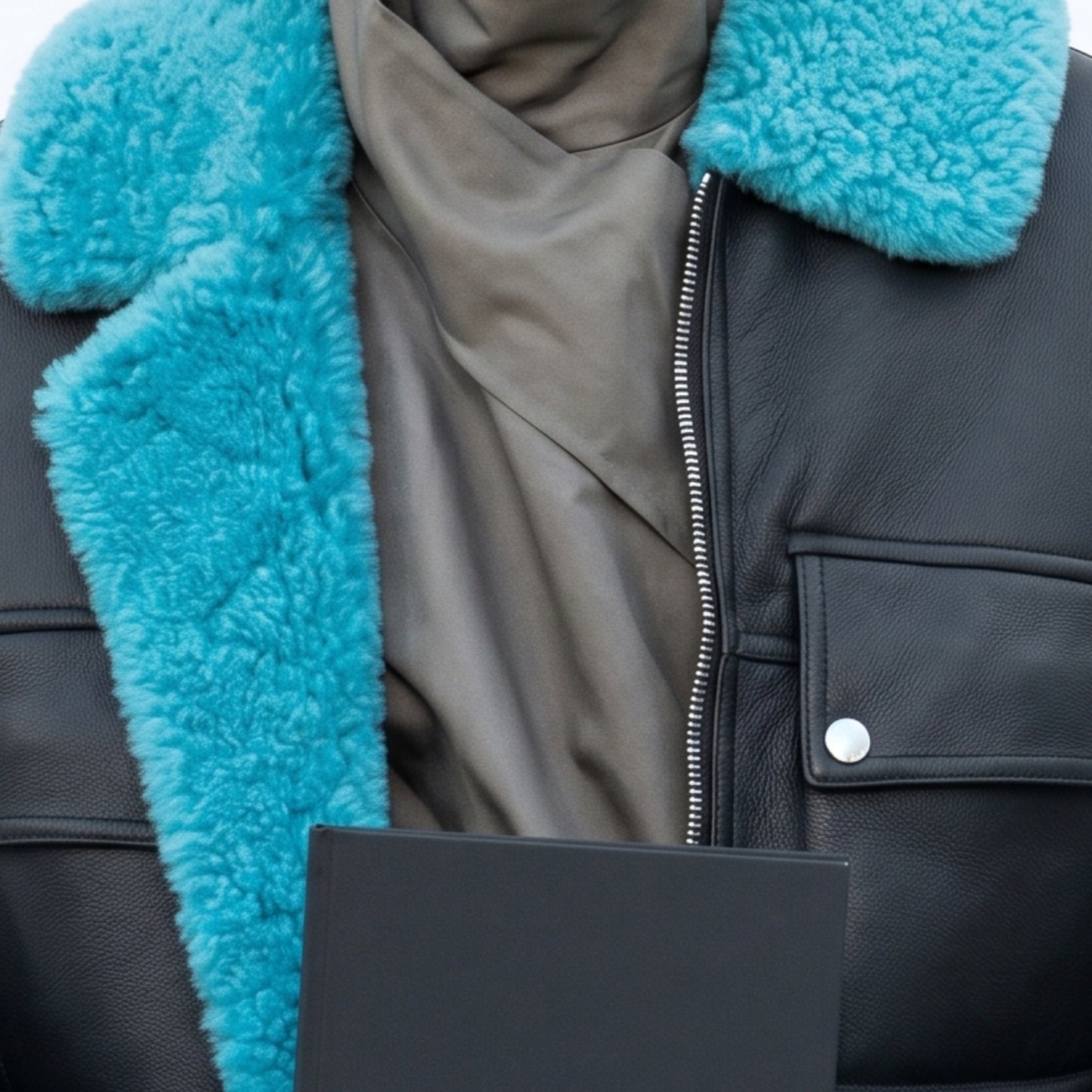BTS J-Hope Black Blue Designer Shearling Jacket