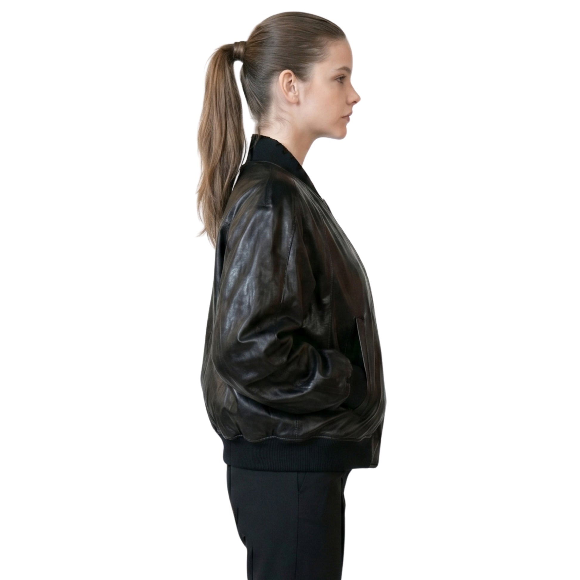 Barbara Palvin Paris Fashion Week 2026 Black Leather Jacket