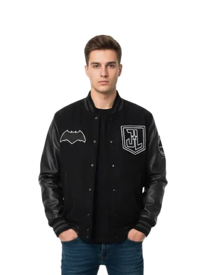 Batman Justice League varsity jacket inspired by superhero style