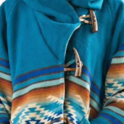Beth Dutton Stylish Blue Fringed Poncho Wrap