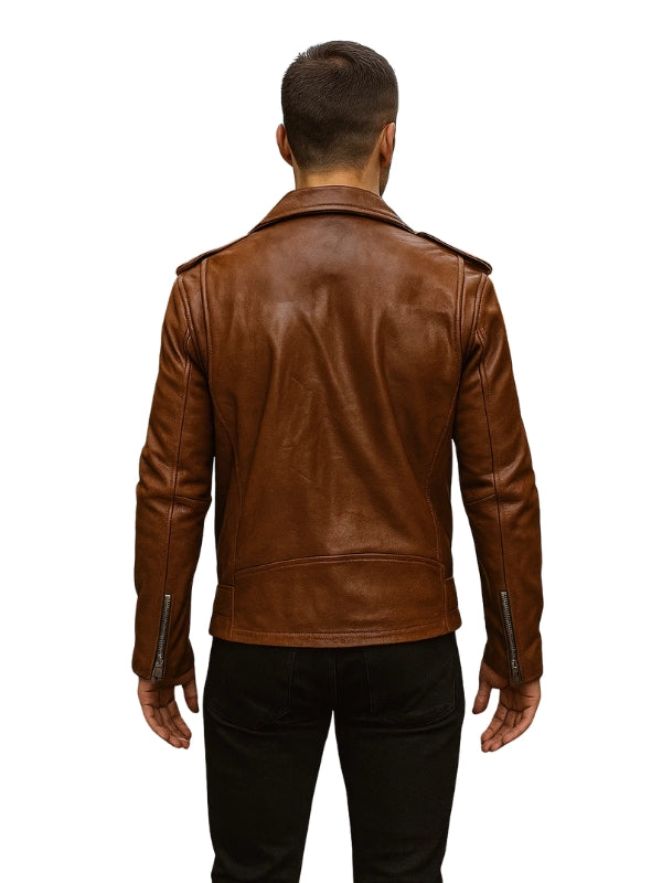 Biker Blitz Brown Leather Jacket