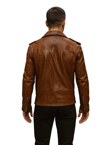 Biker Blitz Brown Leather Jacket
