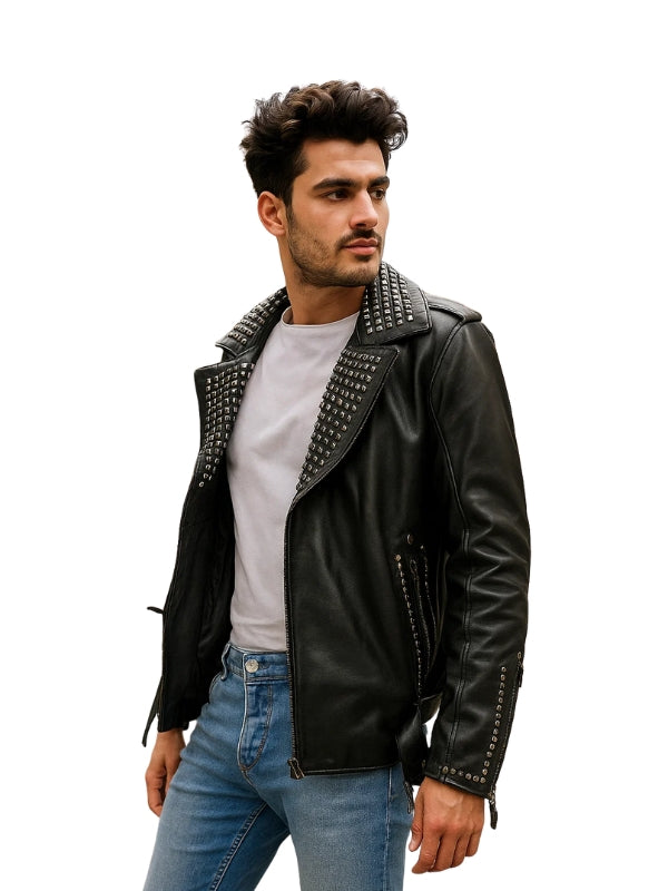 Biker Vero Black Studded Leather Jacket