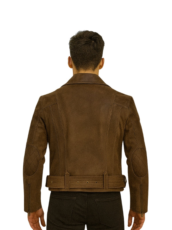 Biker Vintage Distressed Brown Leather Jacket