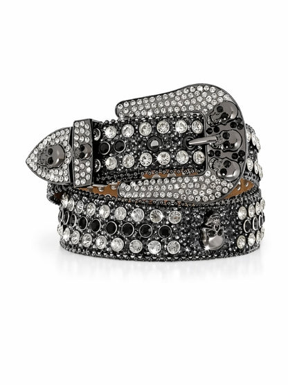 Decorative belt with crystals on a white background