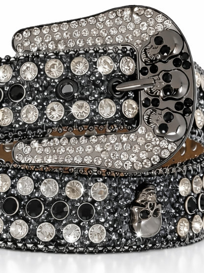 Decorative belt with crystals on a white background