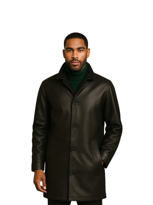 Black Slim Fit Men's Trench Coat