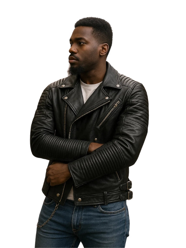 Blaze Biker Black Leather Jacket For Men's
