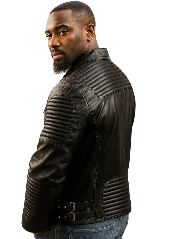 Blaze Black Biker Jacket For Men's