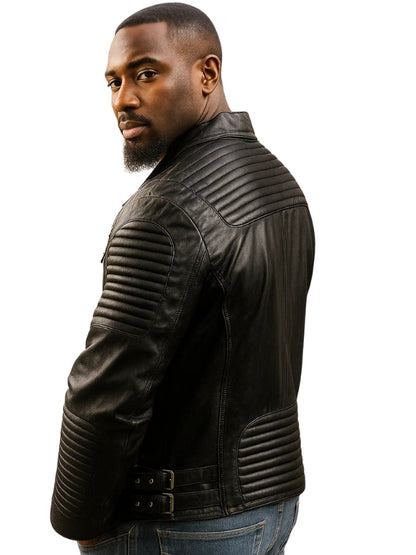 Blaze Black Biker Jacket For Men's