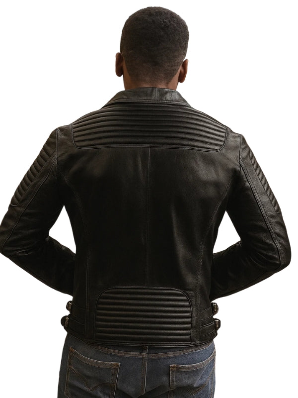 Blaze Black Biker Leather Jacket