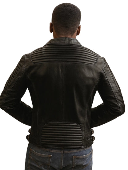 Blaze Black Biker Leather Jacket