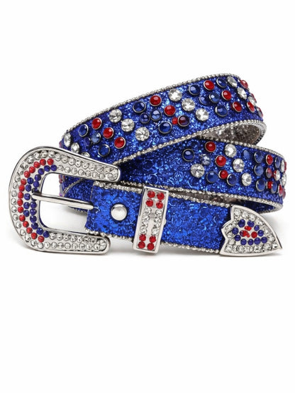 Blue Rhinestone Western Belt
