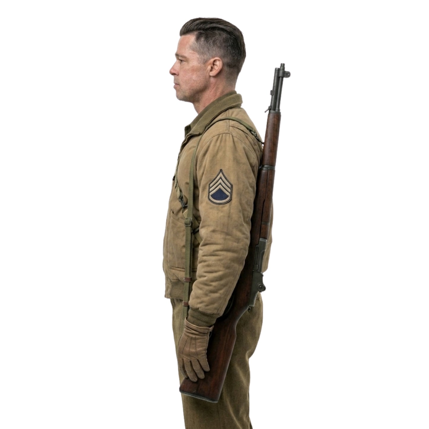 Brad Pitt Fury Green Military Bomber Jacket