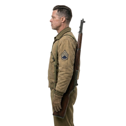 Brad Pitt Fury Green Military Bomber Jacket