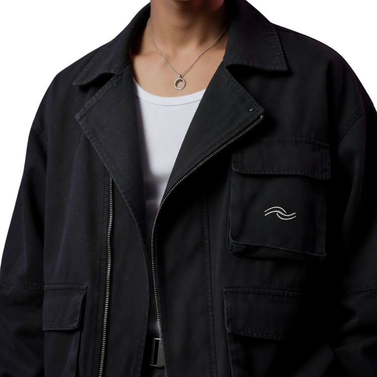 Buy Black Star Graphic Cotton Jacket 