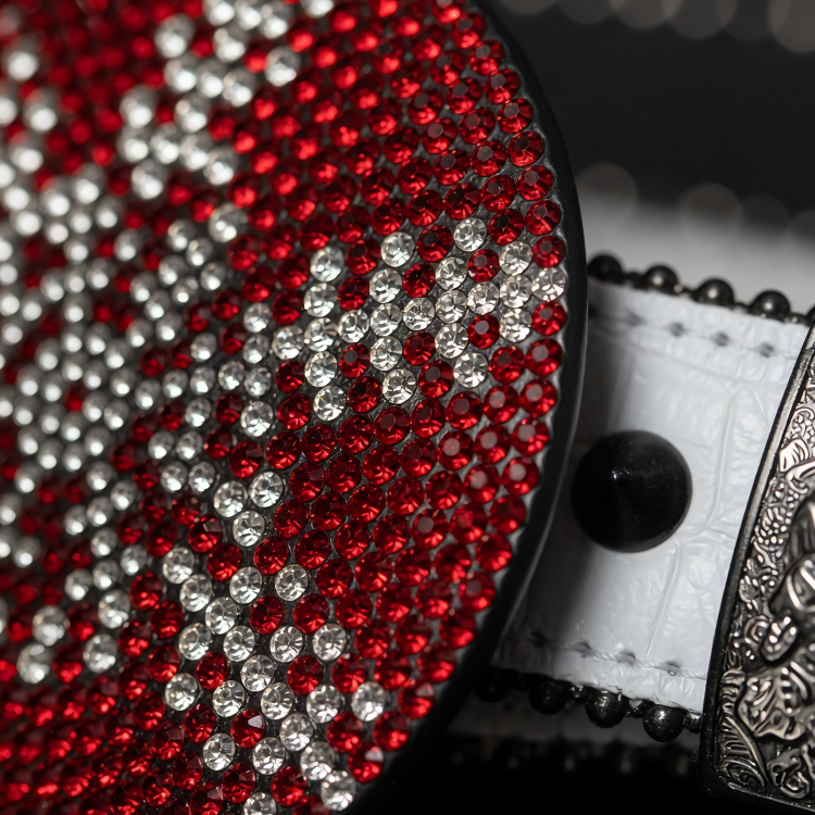 Buy Red Rhinestone White Western Belt