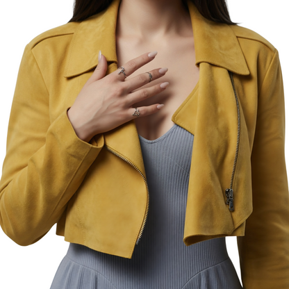 Buy The Ciara Wyse 56 Days Yellow Crop Blazer Today