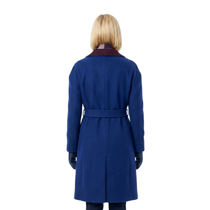 Buy The Jessy Schram Mystic Christmas Blue Wool Coat Now