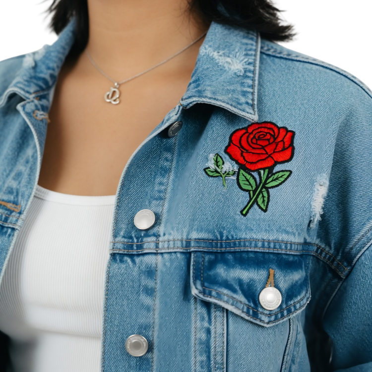 Buy The Rose Patch Cropped Denim Jacket Now