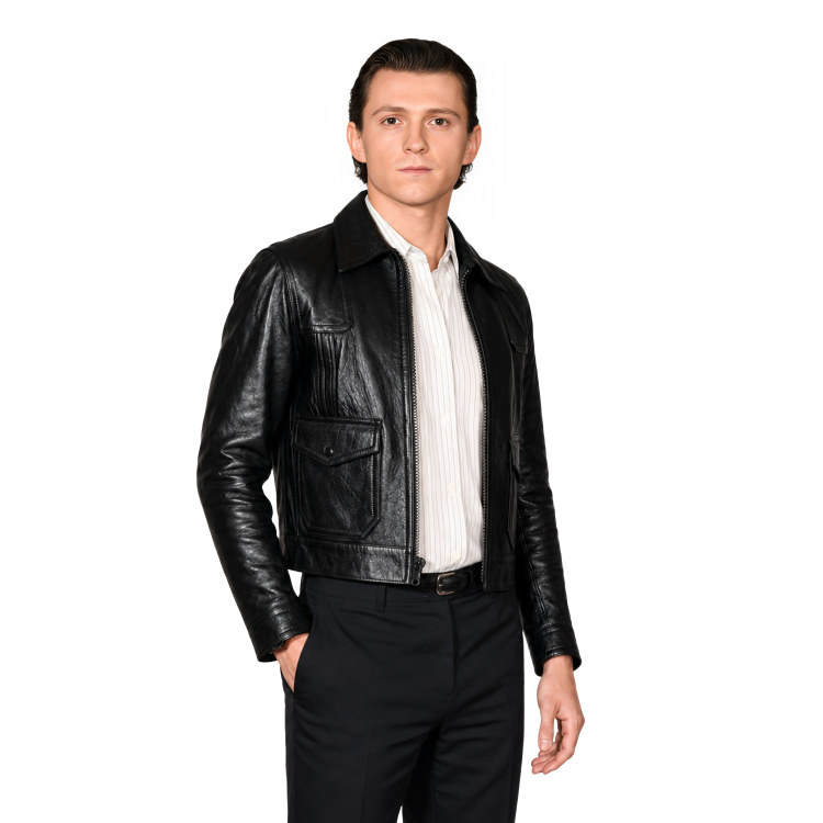 Buy The Tom Holland Black Leather Jacket Today