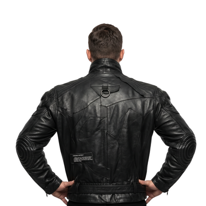 Buy The Urban Techwear Style Black Leather Biker Jacket Today