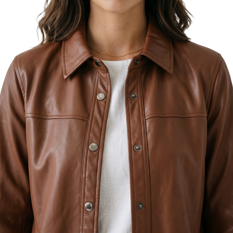 Buy The Women's Brown Vegan Leather Jacket