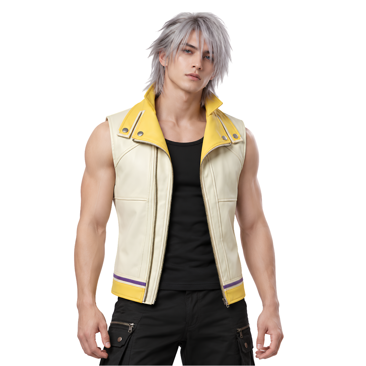 Buy the Kingdom Hearts II Riku Yellow and White Leather Jacket
