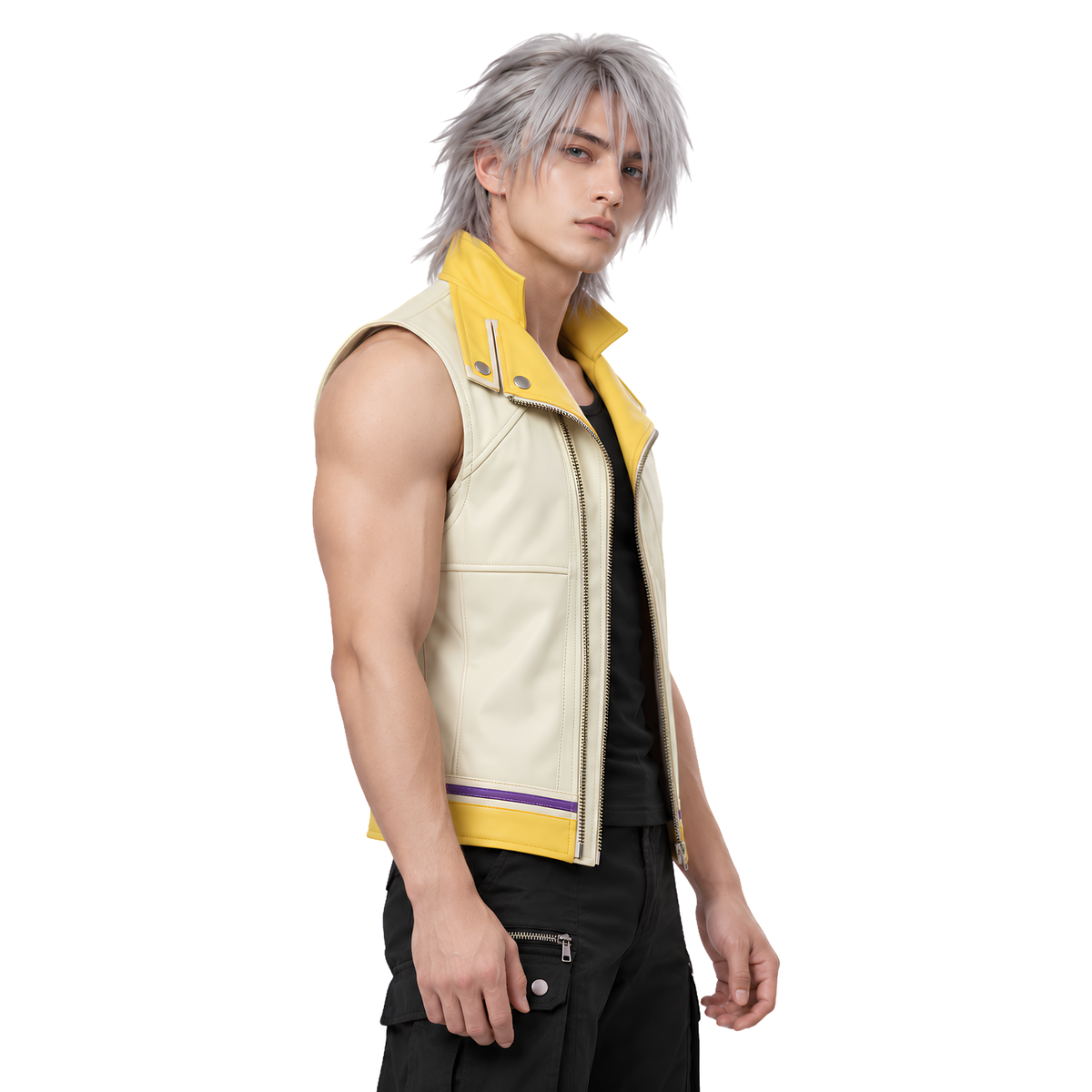 Buy the Kingdom Hearts II Riku Yellow and White Leather Jacket Now