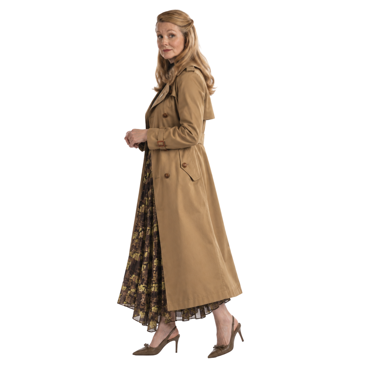 Buy the Lanterns S01 Laura Linney Cotton Trench Coat Now