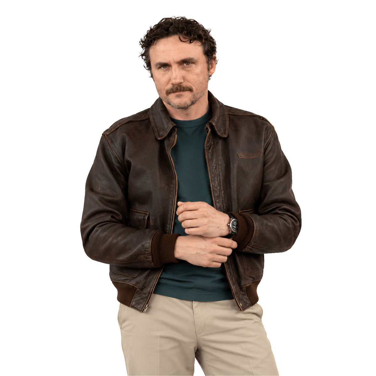 Buy the Lanterns S01 Martin Jordan Brown Leather Jacket