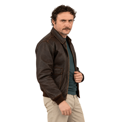 Buy the Lanterns S01 Martin Jordan Brown Leather Jacket Now