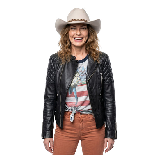 CMA Fest Faith Hill Black Leather Jacket